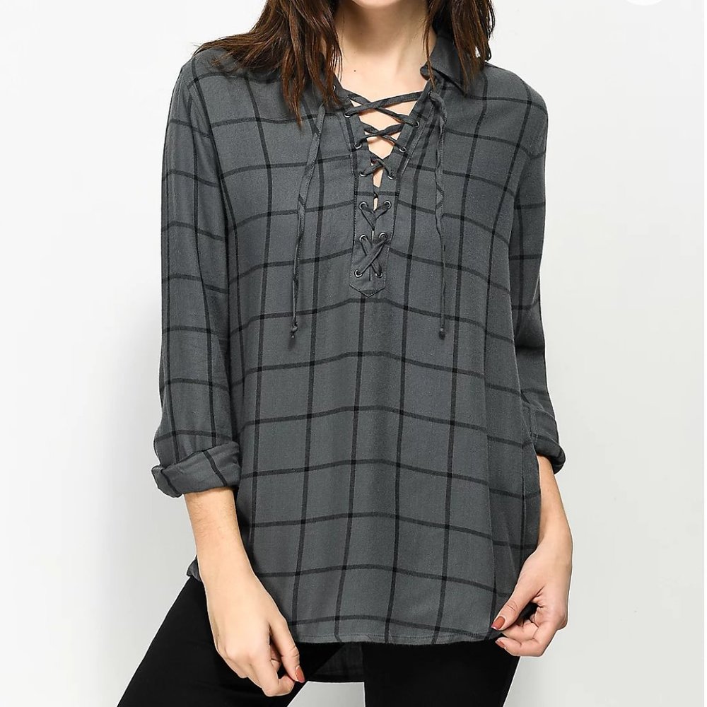 Empyre Montgomery Charcoal Lace Up Shirt